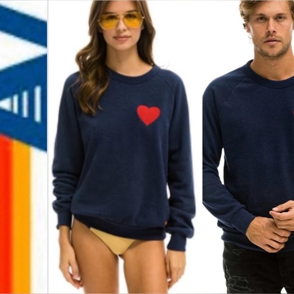 Aviator Nation Heart Embroidery Sweatshirt -Navy  Size 2XL ❤️ unisex - Picture 1 of 13